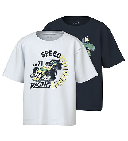 Name It T-Shirt - 2er-Pack - NmmVictor - Bright White/Navy Blaze