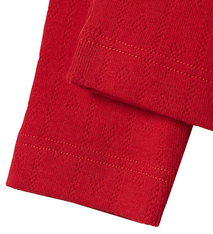 Name It Leggings - NmfDagnes - Chinese Red w. Pointelle
