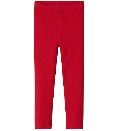 Name It Leggings - NmfDagnes - Chinese Red w. Pointelle
