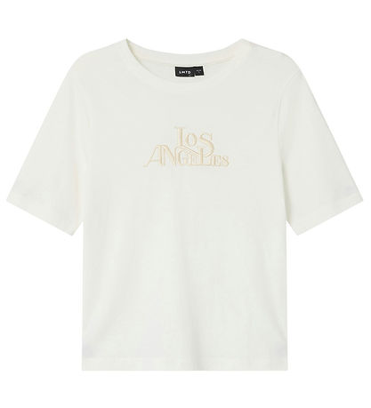 LMTD Stuttermabolur - NlfFos - White Alyssum/Sandskel útsaumur M