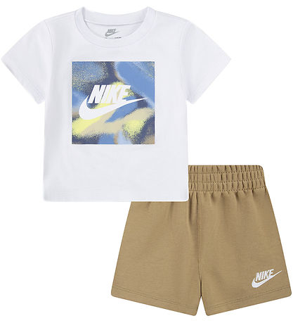 Nike Stuttbuxnasett - Stuttermabolur/Stuttbuxur - Fallhlíf Drapp