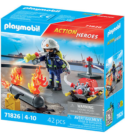 Playmobil Action Heroes - Firefighter w. Water Pump - 71826 - 4