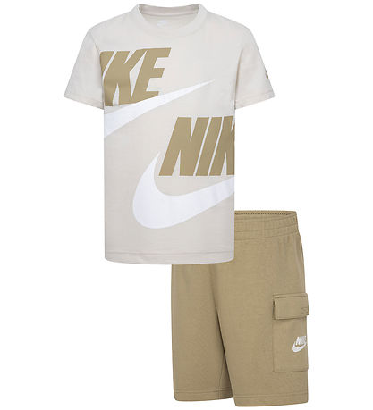 Nike Stuttbuxnasett - Stuttermabolur/Stuttbuxur - Fallhlíf Drapp