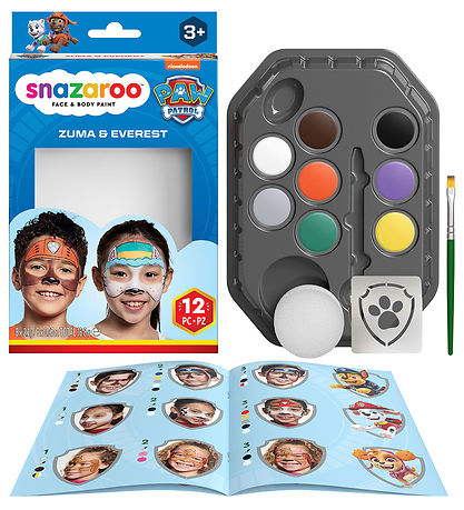 SNAZAROO Andlitsmálning - 12 Partar - Paw Patrol Zuma & Everest