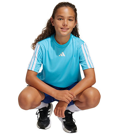 adidas Performance Stuttermabolur - Blár/hvítur