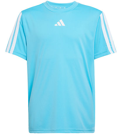 adidas Performance Stuttermabolur - Blár/hvítur
