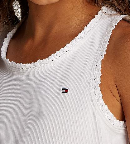 Tommy Hilfiger Linne - Essential Rib - Vit m. Spetsar