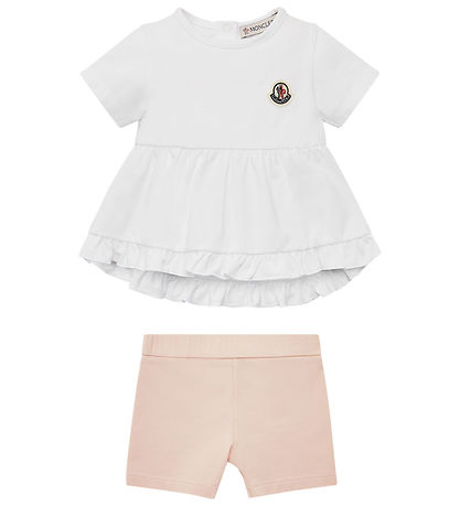 Moncler Sett - Stuttermabolur/Stuttbuxur - Hvítt/Bleikt