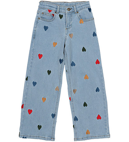 The New Farkut - TnNessa - Leveä - Light Blue Denim M. Sydämiä
