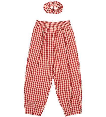 The New Trousers and Scrunchie - TnNally - Poppy Red Check