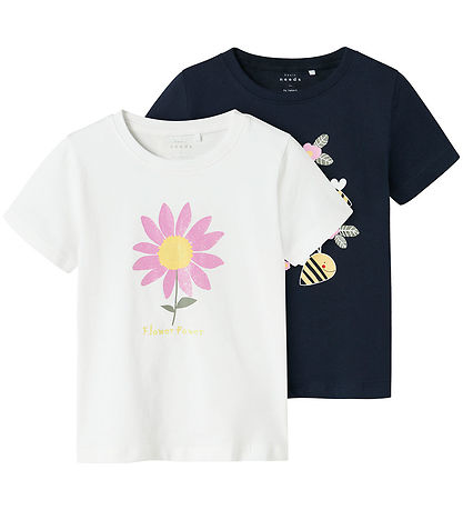Name It T-Shirt - NmfVeen - 2er-Pack - Navy Blazer/Bright White