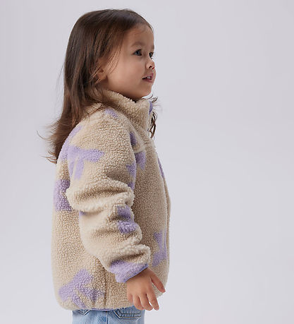 Name It Fleecejacke - Teddy - NmfMonica - Fog m. Schleifen