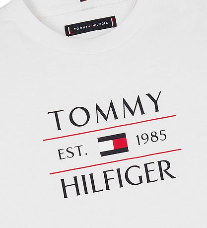 Tommy Hilfiger Stuttermabolur - Fáni - Hvítur M. Lógó