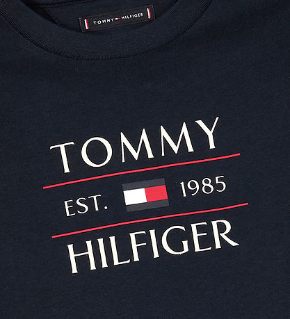 Tommy Hilfiger Stuttermabolur - Fáni - Dark Nótt Dökkblátt