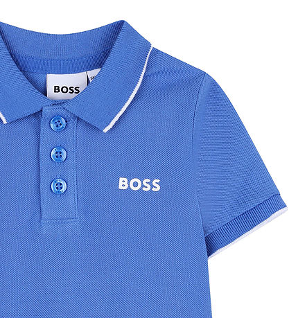 BOSS Polo - Piqué - Blár