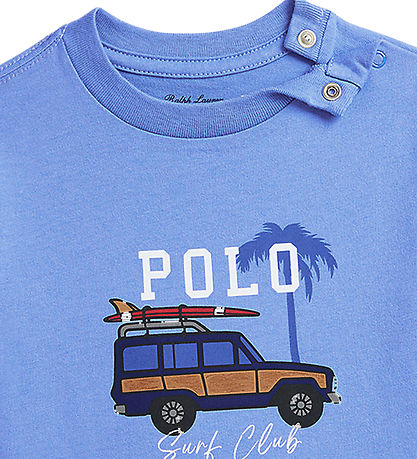 Polo Ralph Lauren Stuttermabolur - Blátt M. Prentað