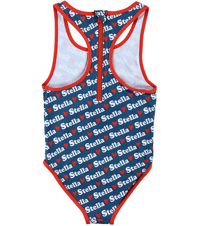 Stella McCartney Kids Badeanzug - UV50+ - Blau m. Weiß/Rot