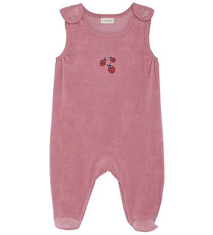 Fixoni Strampler m. Body l/ä - Velours - Nostalgie Rose
