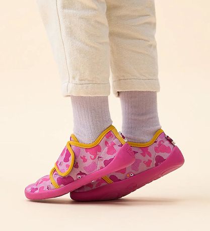 Affenzahn Slippers - Cotton Movie Bird - Berry
