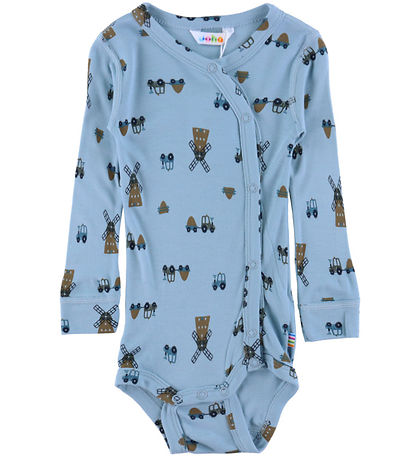 Joha Wikkelromper l/s - Bamboe - Blauw m. Windmolen