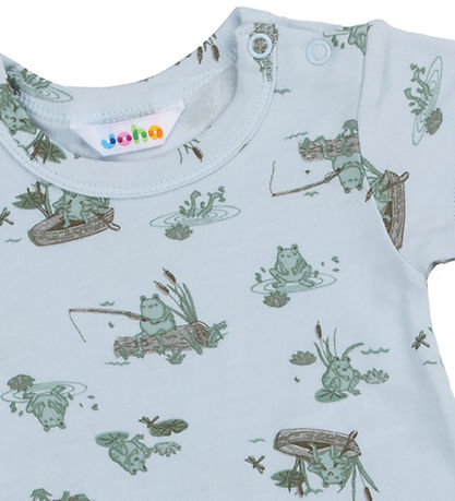 Joha Summer Romper - Viscose/Bamboo - Light blue w. Frogs