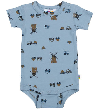Joha Romper k/æ - Viscose/Bamboe - Blauw m. Windturbines