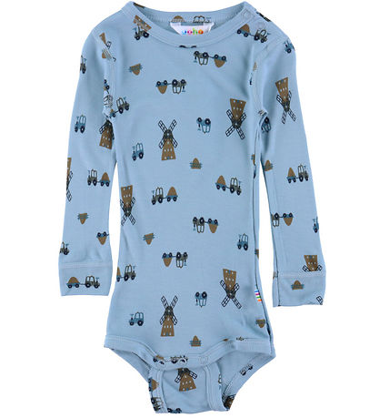 Joha Bodysuit l/s - Viscose/Bamboo - Blue w. Windmill