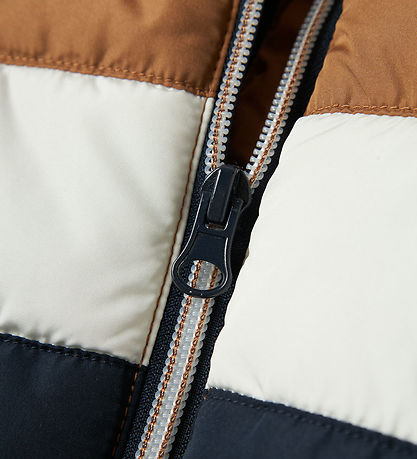 Name It Gewatteerd Vest - NkmMylane - Dark Sapphire/Bruin/Wit