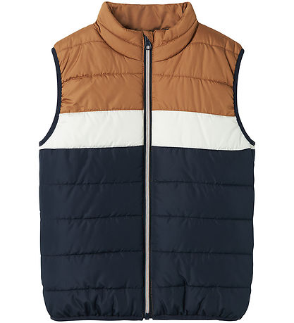 Name It Gewatteerd Vest - NkmMylane - Dark Sapphire/Bruin/Wit