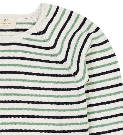 Copenhagen Colors Blouse - Knitted - Cream Navy/Green Comb