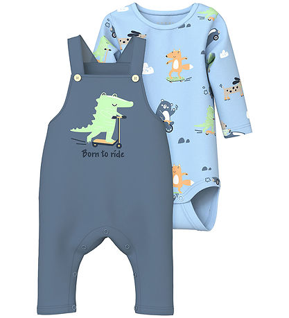 Name It Overalls w. Bodysuit l/s - NbmVonne - Cerulean