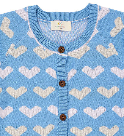 Copenhagen Colors Cardigan - Knitted - Heart - Sky Blue Comb