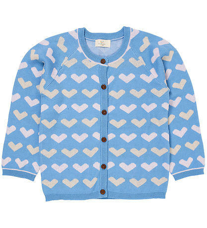 Copenhagen Colors Cardigan - Knitted - Heart - Sky Blue Comb