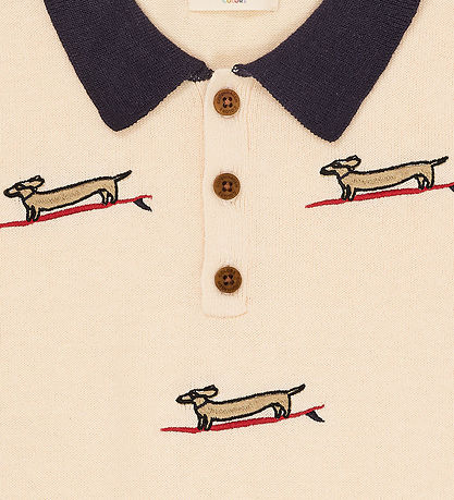 Copenhagen Colors Polo - Knitted - Cream/Navy Comb