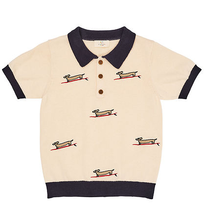Copenhagen Colors Polo - Knitted - Cream/Navy Comb