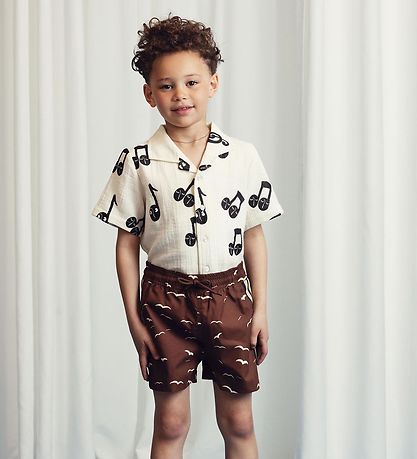 Mini Rodini Badshorts - UV 50+ - Mås - Brun