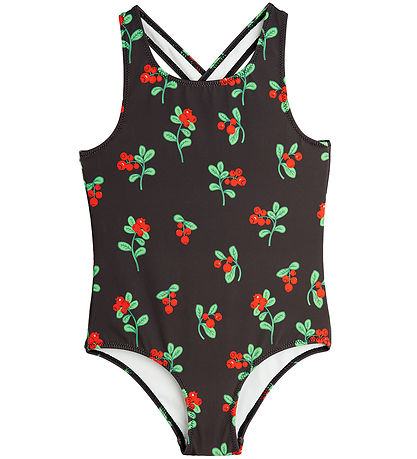 Mini Rodini Sundföt - UV 50+ - Lingonberries - Svart