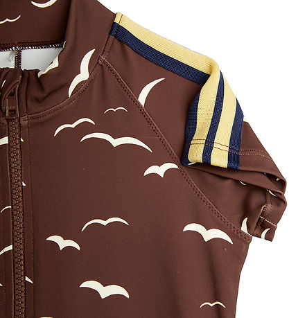 Mini Rodini Coverall Swimsuit - UV50+ - Seagull - Brown