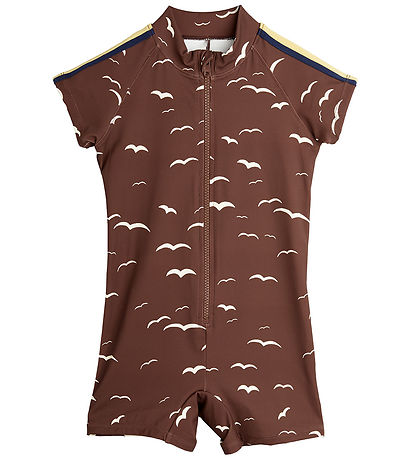 Mini Rodini Coverall Swimsuit - UV50+ - Seagull - Brown