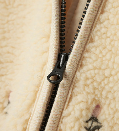 Lil' Atelier Fleece Jacket - NbfNalo - Bleached Sand w. Flowers