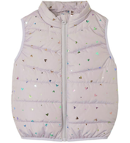 Name It Fóðrað vesti - NmfMylane - Misty Lilac M. Hjörtu