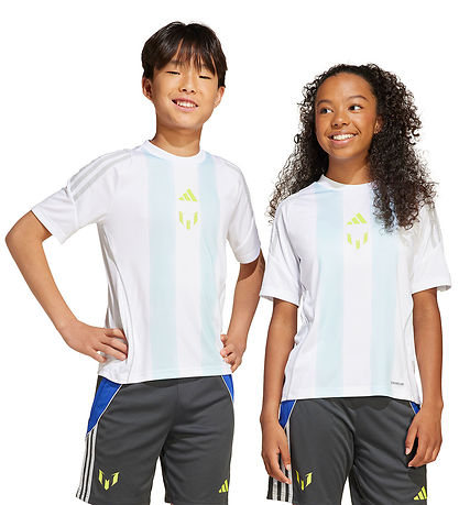 adidas Performance Stuttermabolur - Messi - Hvítt/Næstum Blue