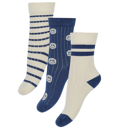 Minipop Socks - Rib - Bamboo - 3-Pack - Cobalt Mix