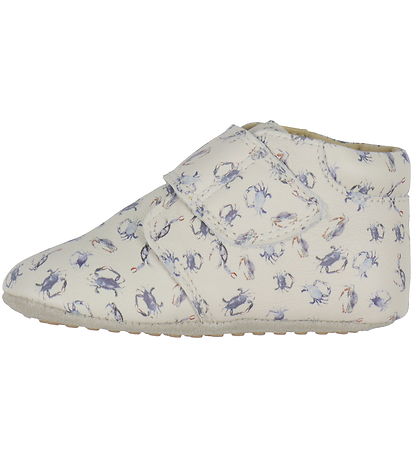 Pom Pom Soft Sole Leather Shoes - Beginners Velcro Print - Sea