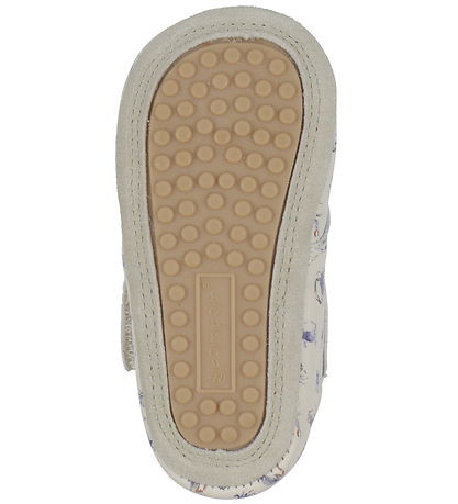 Pom Pom Soft Sole Leather Shoes - Beginners Velcro Print - Sea