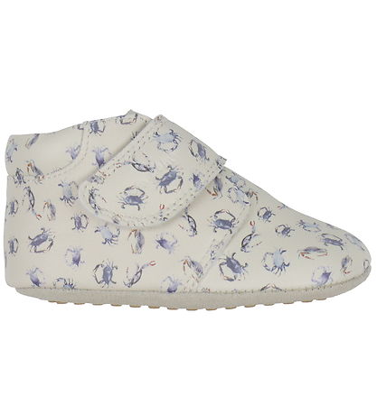 Pom Pom Soft Sole Leather Shoes - Beginners Velcro Print - Sea