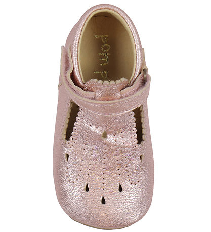 Chaussons Ballerines Pom Pom - Barre en T - Métallique Rose