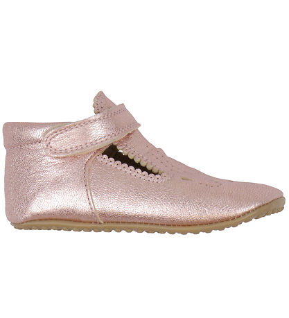 Chaussons Ballerines Pom Pom - Barre en T - Métallique Rose