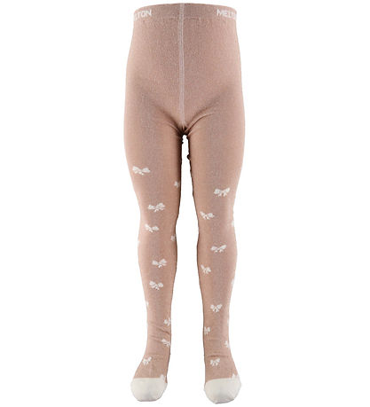 Melton Sokkabuxur - Bow Glitter - Crystal Bleikt
