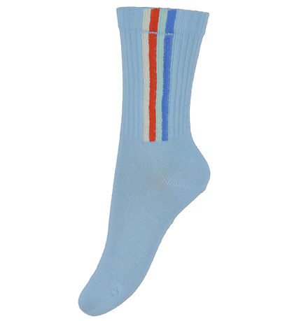 Melton Sokken - Verticaal Stripe - Sky Blue